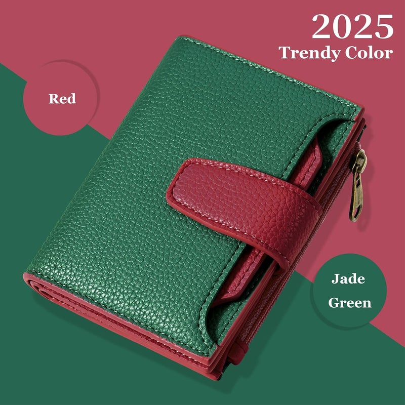 Airkit Small Wallet Women RFID Blocking Soft Leather Bifold Compact Card Holder Wallet for Women with Zipper Coin Pocket 4 ID Window - Image 2